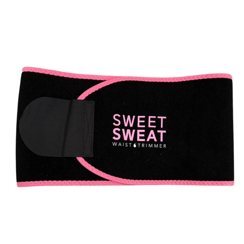 Sweet Sweat Waist Trimmer Black and Pink Medium